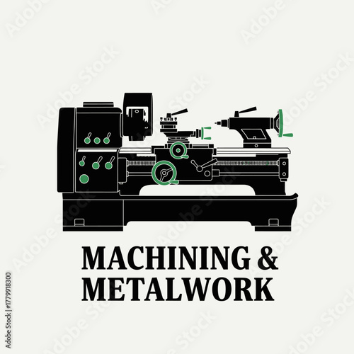 Machining Metalwork Lathe Machine Silhouette Logo