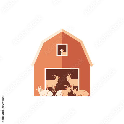 Goat Farm Barn Rustic Agriculture Livestock Logo