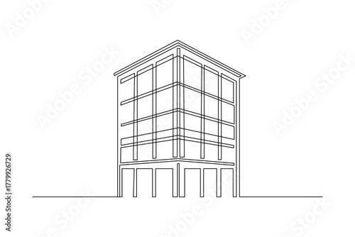 Urban architecture continues one line drawing, minimalist vector
