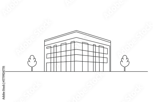 Abstract urban building with a continuous one line vector design
