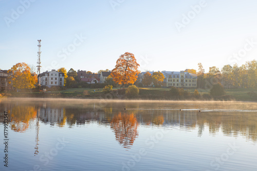 Bright sunny autumn landscape . Autumn picture. Photo for the autumn calendar. High quality photo
