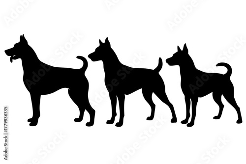 Set of dog silhouette vector, Dogs and puppies in different breed black symbol 