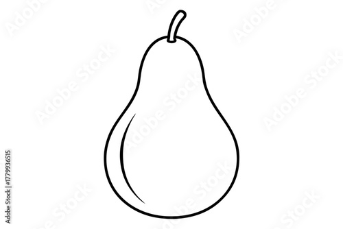 Pear fruit outline art, pear line art white background