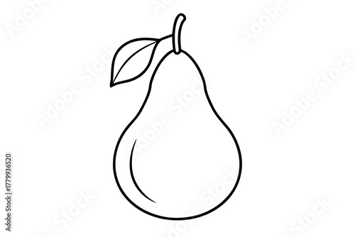Pear fruit outline art, pear line art white background