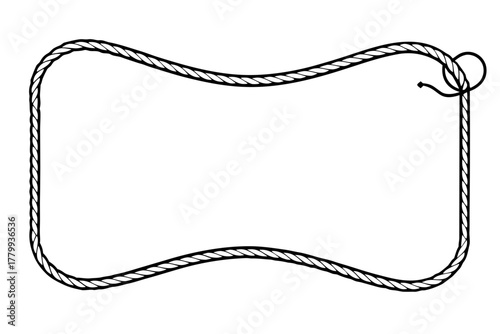 Rope Border Lasso silhouette vector, Rope Frame Border black symbol 