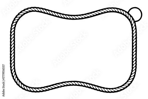 Rope Border Lasso silhouette vector, Rope Frame Border black symbol 