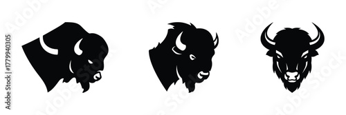 Silhouettes of Bison Diverse Views for Design and Artistic Applications