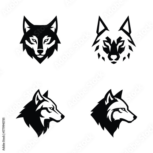 Distinctive Wolf Head Silhouette Collection A Variety of Striking Poses