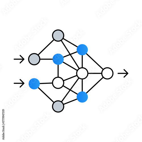 Neural Network – Simulating Human Brain Functions to Improve Problem Solving and Pattern Recognition. Vector icons.