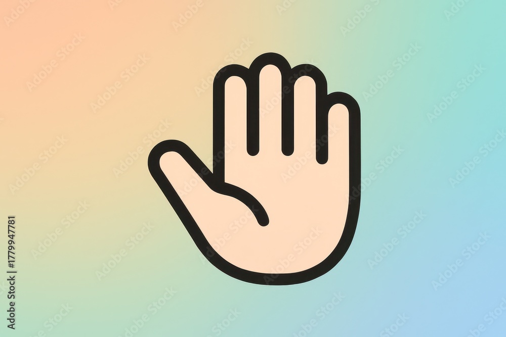 Obraz premium Bold minimal hand gesture icon with clean vector style on soft gradient backdrop