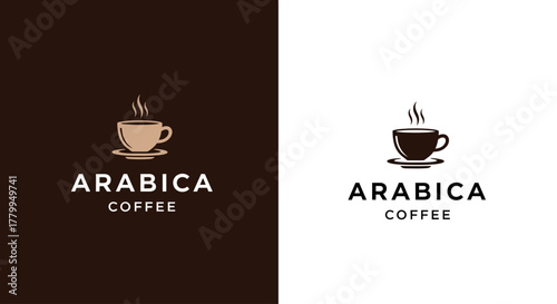 Minimalist Arabica Coffee Logo Design - Elegant Steaming Cup Icon