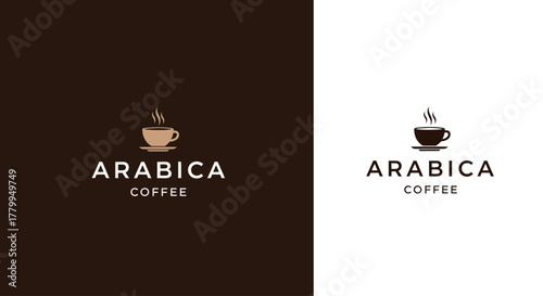 Minimalist Arabica Coffee Logo Design - Elegant Steaming Cup Icon