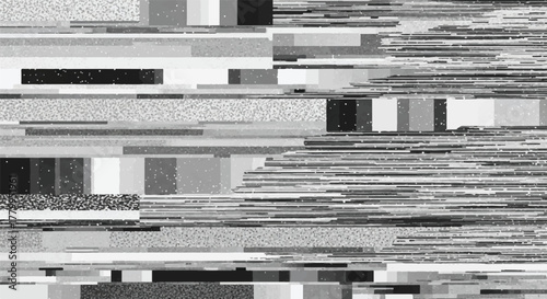 Glitch Art: Abstract black and white digital artwork with a captivating visual of technological disruption and artistic expression.