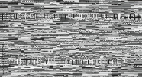Data Stream Abstract: An abstract data stream composed of various horizontal and vertical lines in different shades of gray, suggesting complex information flow and digital transformation