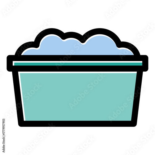 bucket with soap bubble icon