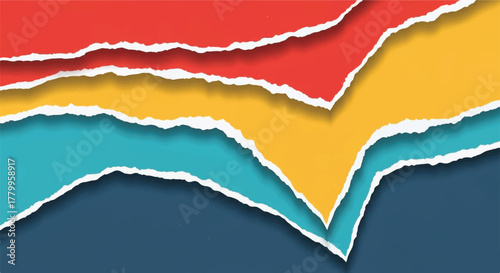 Torn Paper Layers: This image presents a dynamic composition of torn paper layers, each revealing a spectrum of colors.