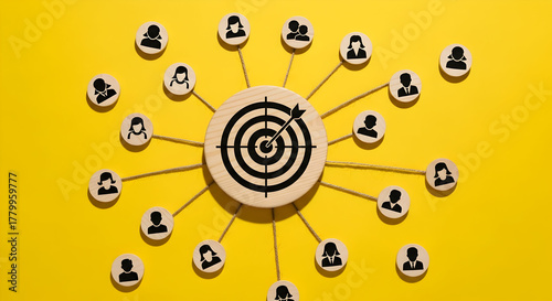 Achieve business goals targeting ideal customers on a yellow background