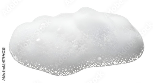 Close-up of white soap foam with bubbles isolated on a white background
