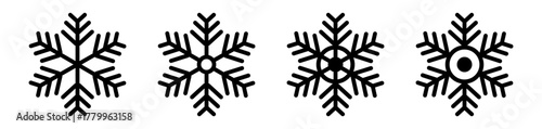 Set of snowflake icons. Simple vector illustration of winter symbols representing cold weather and frost.