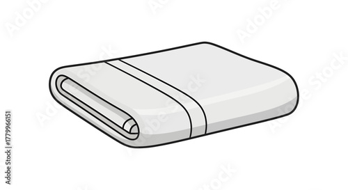 Folded White Towel Vector Illustration Isolated on Transparent Background