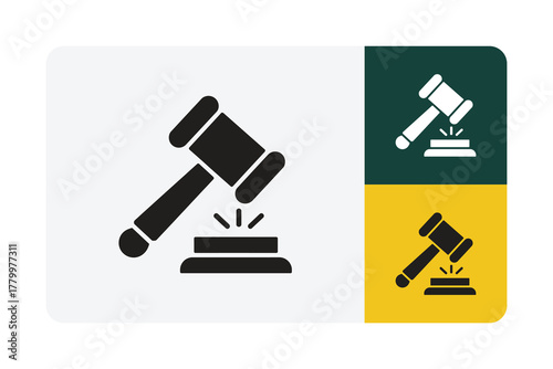 Law and order justice concept striking with gavel symbols, legal system icon for government, lawyers, and judgments in a court of law