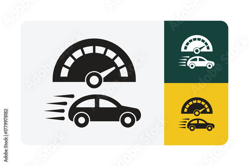 Get ready to rev your engines with this sleek car icon set showing speed and efficiency, perfect for transportation apps and automotive design projects