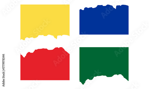 Creative Torn Paper Texture In Primary Colors For Background And Art Layout Concepts