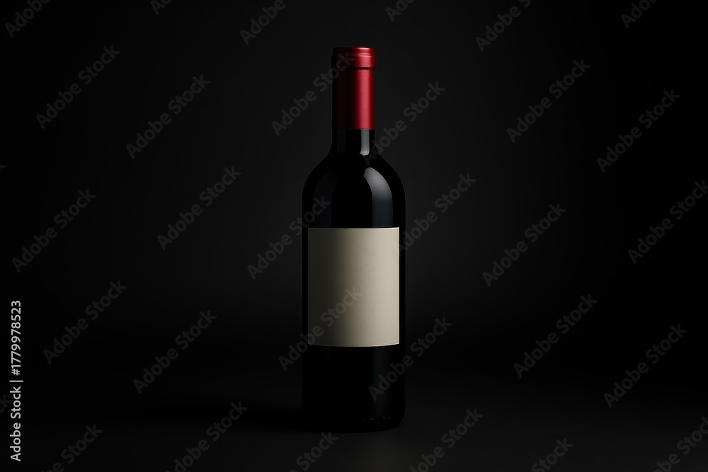Obraz premium Elegant red wine bottle on dark gradient with soft reflections premium drinks concept