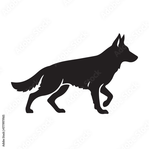 Black wolf vector silhouette illustration of a wild animal