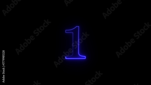 A glowing neon blue number one illuminated against a stark black background symbolizing achievement and the start of something new