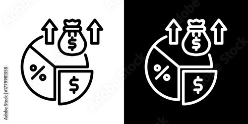 Profit Margin Icon Of Line Black And White Style 