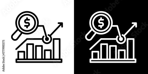 Financial Forecasting Icon Of Line Black And White Style 