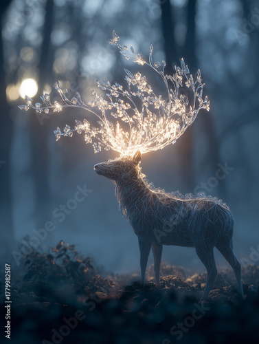 Ethereal Forest Spirit Glowing Deer Magic