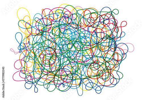 カラフルなこんがらがった線