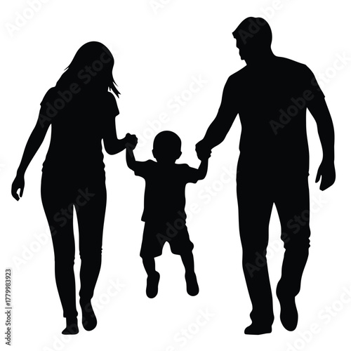 Happy family silhouette walking together, fostering love and connection now