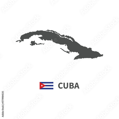 Cuba map flag illustration on white background