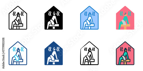 Steam room icon set multiple style collection 
