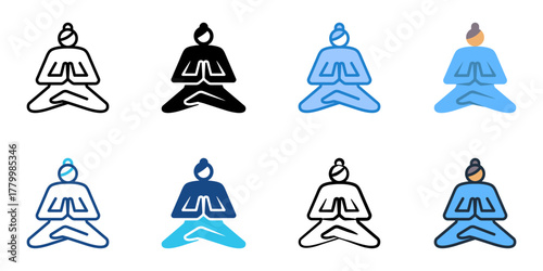 Meditation icon set multiple style collection 
