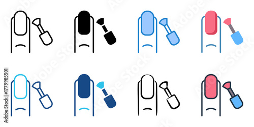 Manicure icon set multiple style collection 
