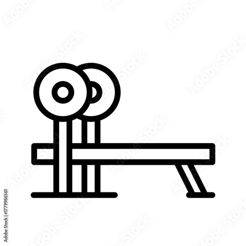 Outline bench press gym equipment line art
