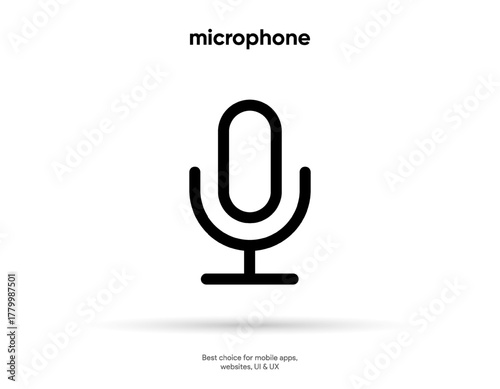 Microphone icon. Podcast, broadcast, webcast icon. Voicemail sign. Voice chat symbol. Recording symbol. Mute icon. 3D Phone microphone icon for UI UX, mobile app, presentations