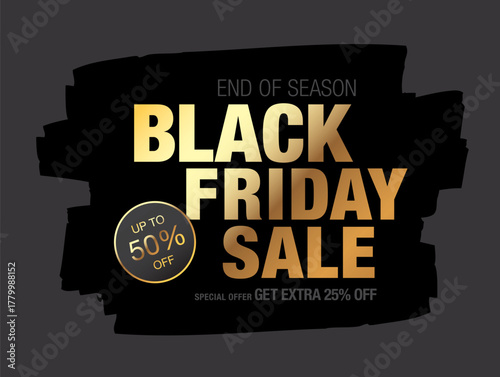 Black friday sale golden banner layout design
