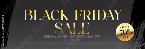 Black friday sale golden banner layout design