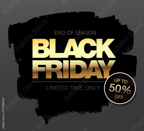 Black friday sale golden banner layout design
