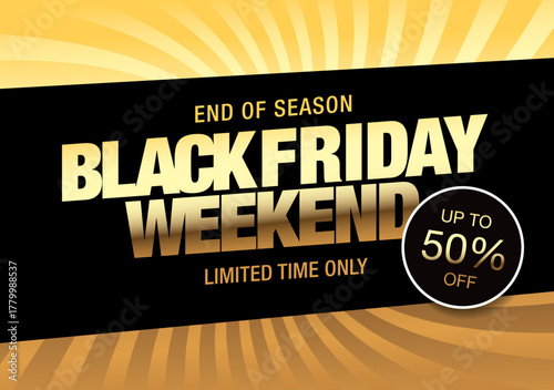 Black friday sale golden banner layout design