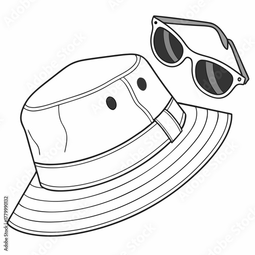 Fashionable bucket hat and sunglasses for summer style