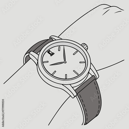Elegant wristwatch on a wrist showing the time