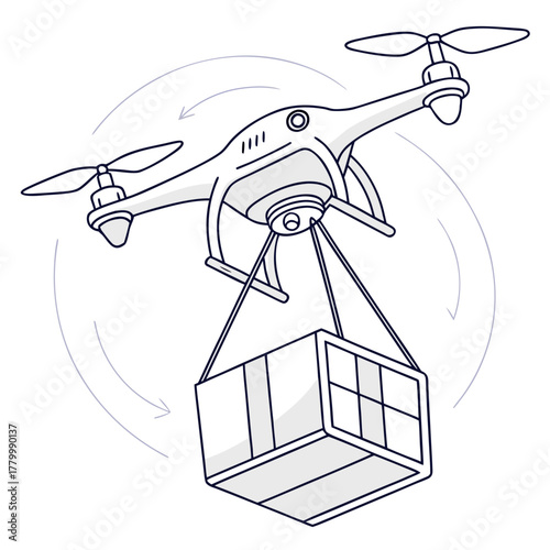Drone delivering package with rotation