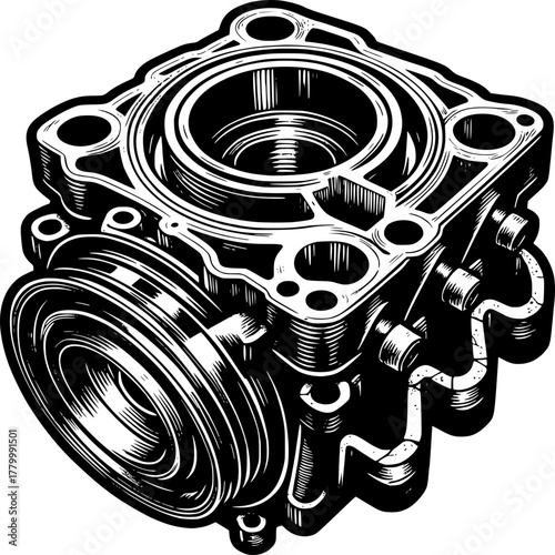 Mechanical Marvel: An intricate diagram of a mechanical component, showcasing its complex structure and precision engineering.