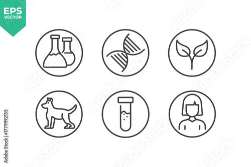Set Of Natural Organics Line Icons. Contains such icons as GMO Free, Safe For Children, Non Toxic, For All Skin Type, Alcohol Free, Natural Fragrance, and more.